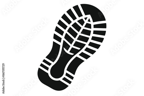 Black Sole Print Graphic Shoe Trail Pattern Design Isolated Footwear Impression