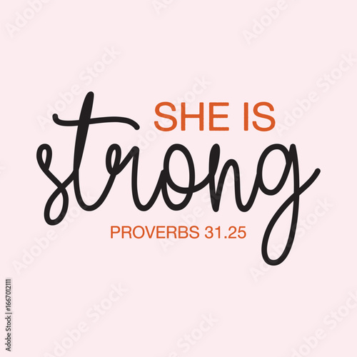 She Is Strong Proverbs 31.25 Christian T shirt Design, EPS File    