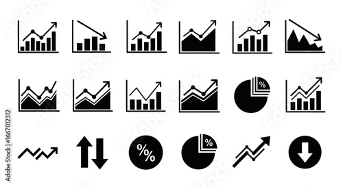 Dynamic business growth charts and financial data analysis icons for modern reports