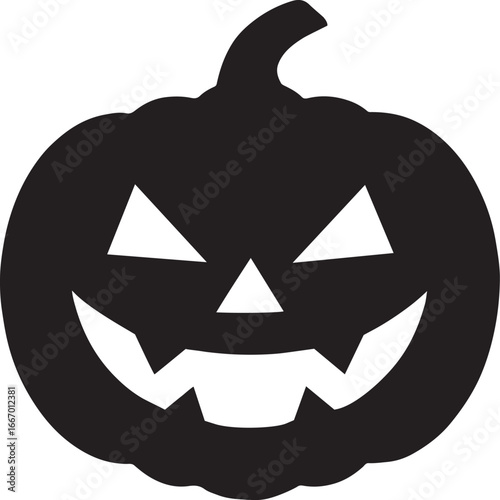 Halloween pumpkin jack o lantern with spooky face isolated on white