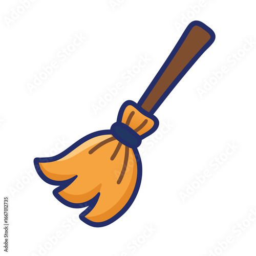 Cartoon broom illustration of a brush for  cleaning and housekeeping. Vector Illustration Cleaning Icon Set, Mop