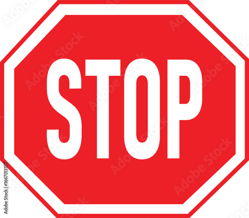 Stop sign isolated on white background for traffic safety