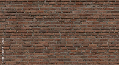 A closeup of a red brick wall showing individual bricks and mortar