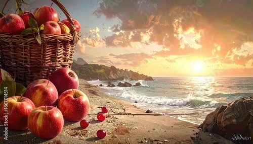 basket, fruit, apple, food, apples, crate of fruit, crate of apples, red, healthy, ripe, isolated, fresh, autumn, organic, white, sweet, vegetarian, delicious, harvest, wicker, juicy, nature, diet, co