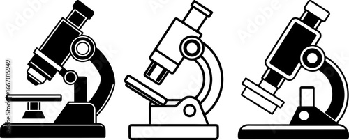 Microscope set, Set of microscope, microscope collection, Vector of microscope, microscope silhouette, microscope isolated on white background