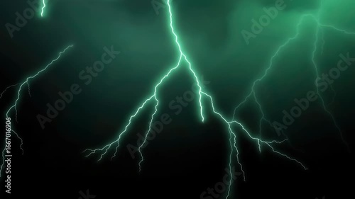 Electric lightning storm animation with glowing flashes in dark cloudy background energy thunder motion video design