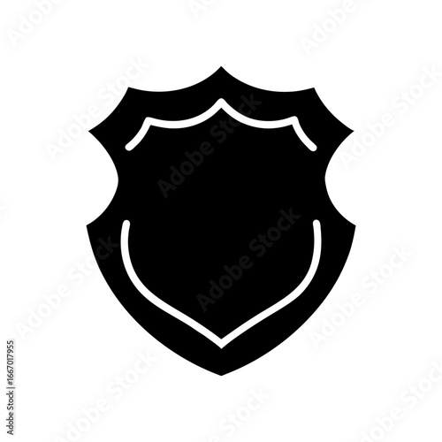 Silhouette of classic police badge shield icon security protection law enforcement with white background