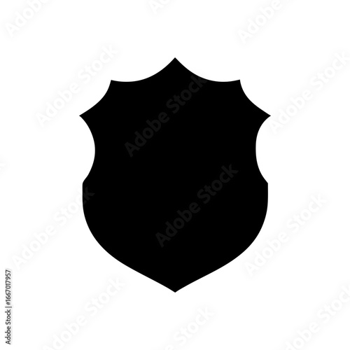 Silhouette of traditional police badge shield icon law enforcement security emblem with white background
