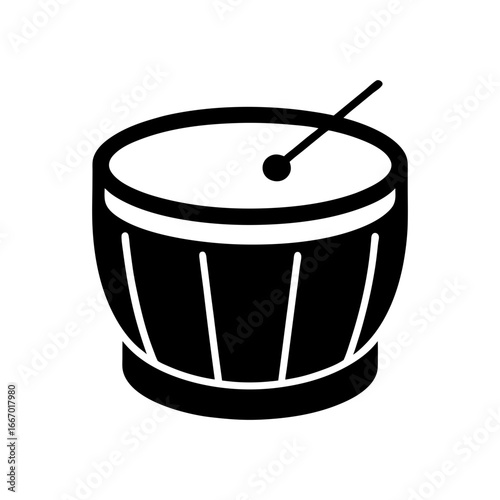 Minimal silhouette of drum single percussion instrument vector illustration on white background