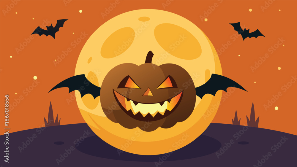 Fototapeta premium A cheerful and vibrant illustration featuring a classic jack o lantern with a friendly carved face perfect for halloween celebrations