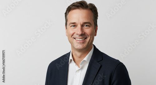 Professional portrait of smiling man in studio