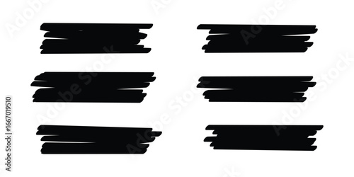 Set of hand drawn marker line vector illustration design element, grunge strokes, doodle lines underline scribble 