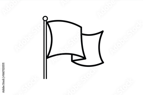 Simple line drawing of a waving white flag on a pole