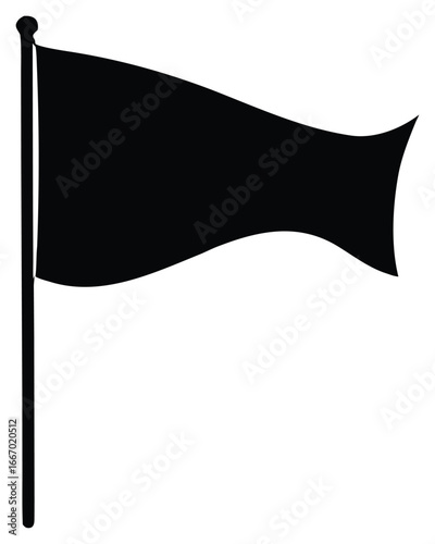 Black Flag Waving Symbolizing Protest Rebellion or Loss with Clear Background