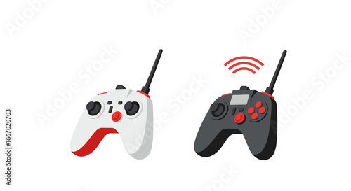 Remote control gamepad pair with antennas in modern flat design