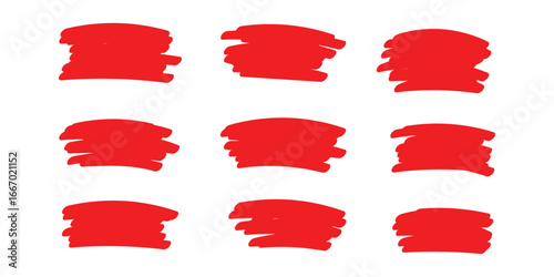 Set of hand drawn marker line vector illustration design element, grunge strokes, doodle lines underline scribble 