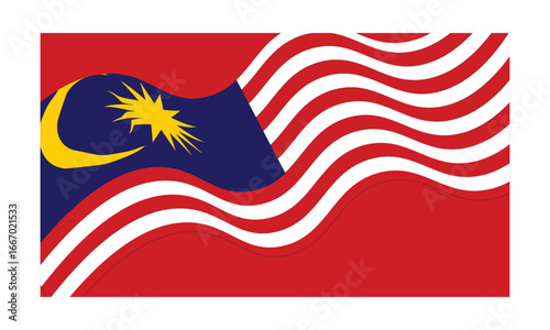 Wave the flag of Malaysia on a white background. Banner or ribbon vector illustration