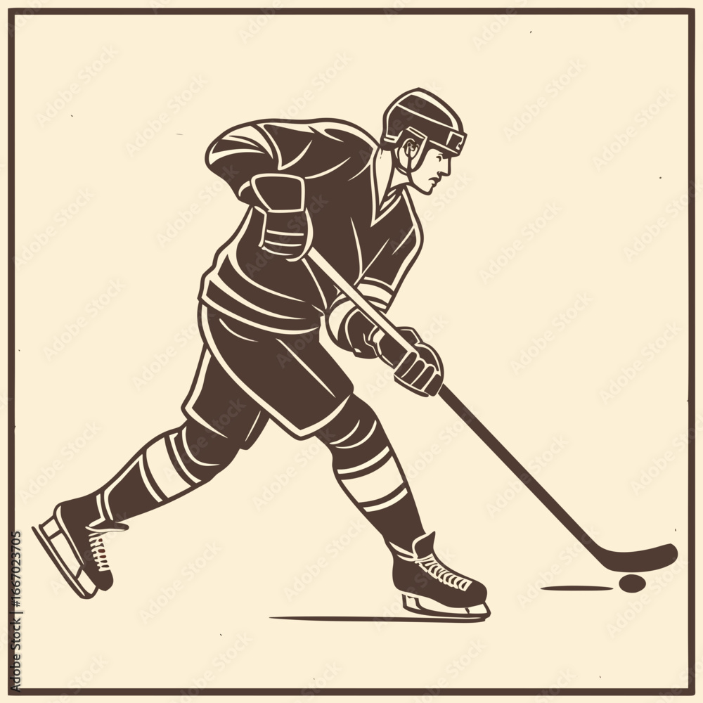 Fototapeta premium Vector Hockey – Players, Sticks, and Ice Arena Elements