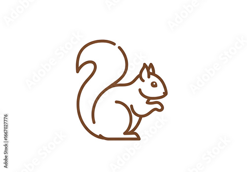A simple, outline illustration of a squirrel against a black background.