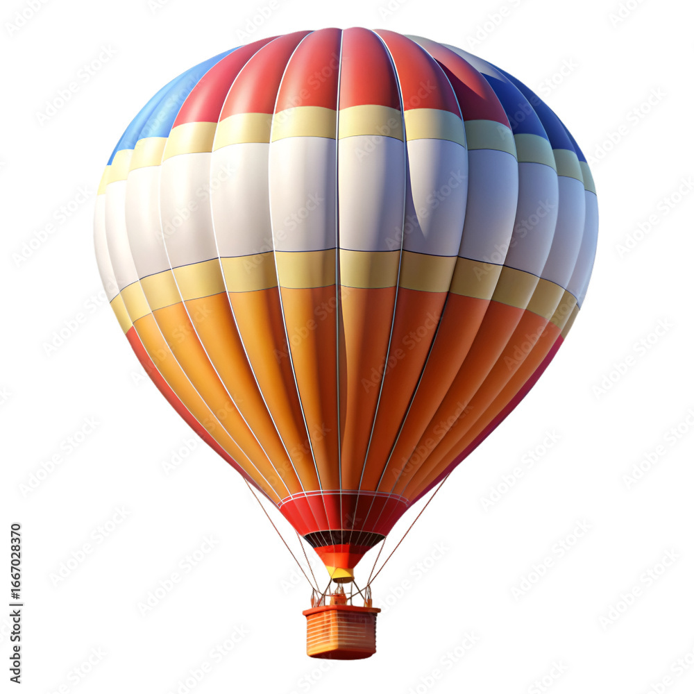 Naklejka premium Aerostat hot air balloon isolated on white background perfect for adventure, sky or travel concepts 