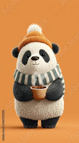 A cartoon-style panda standing generative ai