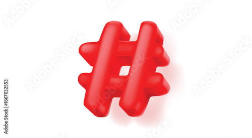 Hashtag, number mark 3d sign