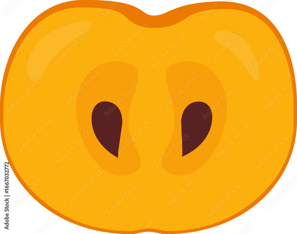 Fototapeta premium 과일-감-단감-감 단면-감 반쪽-감 씨-과일 씨-한국 과일