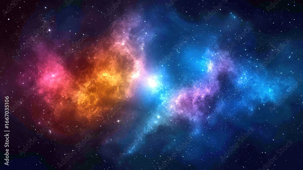 Fototapeta premium Vibrant Nebula in Space with Star - Filled Background 