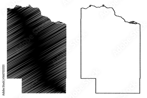Cedar County, Nebraska (U.S. county, United States of America, USA, U.S., US) map vector illustration, scribble sketch Cedar map