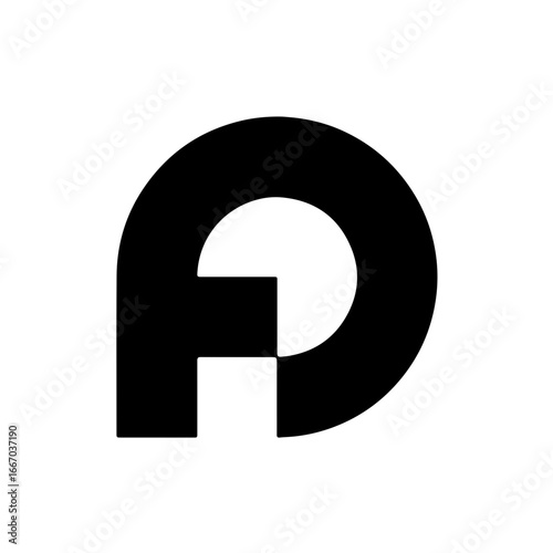 Bold abstract geometric shape in black and white, modern minimalist design.