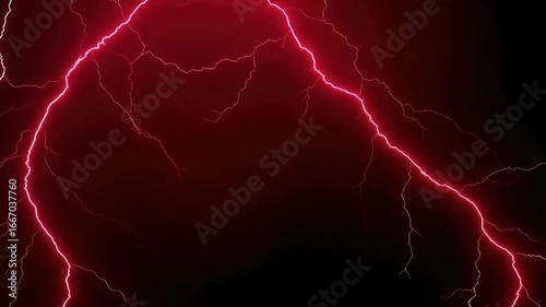 Dark red lightning storm animation with glowing electric energy strikes in high resolution 4k digital motion video