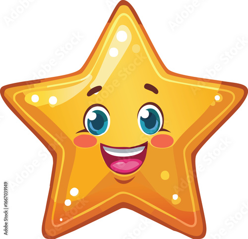 Cute Cartoon Star with Blushing Cheeks and Smile