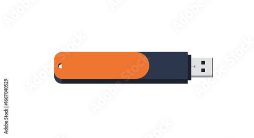 Modern usb flash drive in minimalist style with orange and blue design