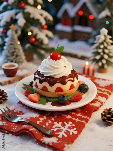 Wallpaper Mural christmas cake on a plate Torontodigital.ca