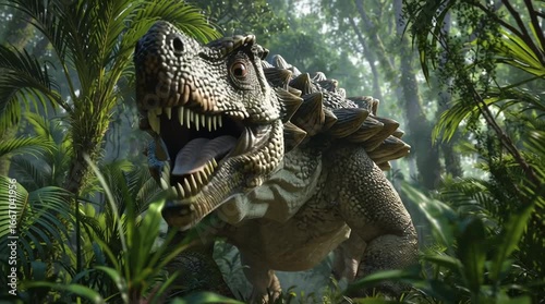Ankylosaurus dinosaur in the jungle generative ai