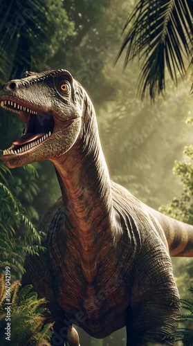 Apatosaurus dinosaur in the jungle generative ai