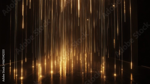 Golden Rain Falling on Dark Stage