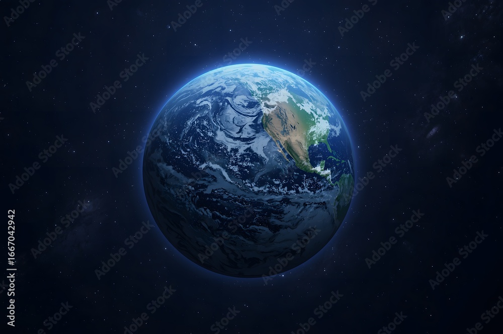 Fototapeta premium Digital Earth Globe Floating in Dark Space