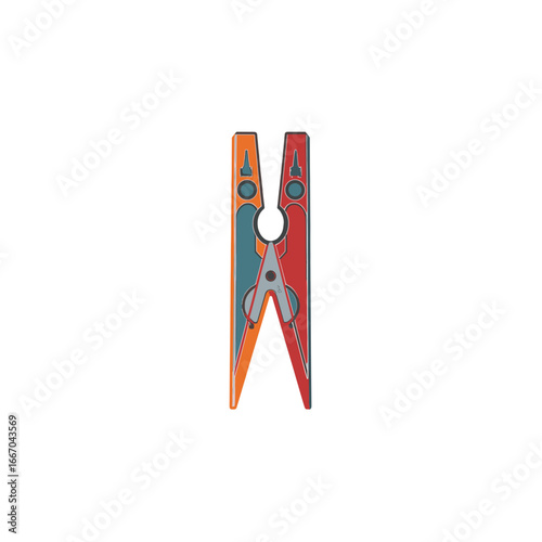Colorful clothespin in modern design with orange and grey colors  