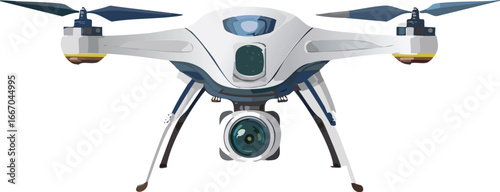 Vector drone with camera lens, minimal tech design