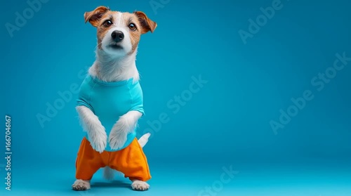 a Jack Russell terrier wearing clothes and looks cute generative ai