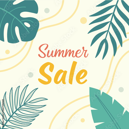 summer background with palm tree