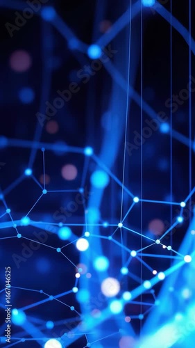 Futuristic abstract glowing blue network connection animation with digital grid nodes in modern technology motion video