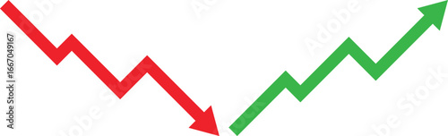 Stock market trend up and down arrows