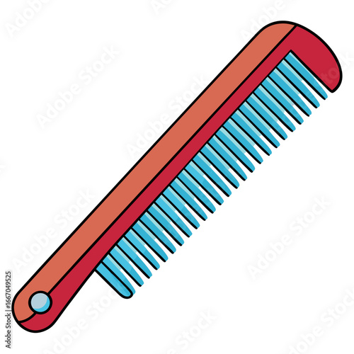 Stylized comb with fine teeth on a clean white background