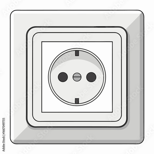 Clean electric socket outlet illustration on white background