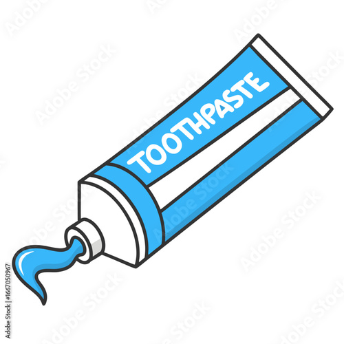 Squeezed toothpaste tube on a clean white background
