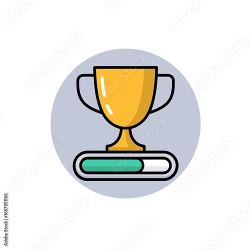 Achievement Unlocked Concept Trophy with Progress Bar Symbolizing Growth and Success