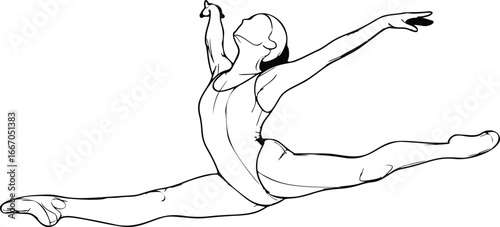 Gymnast Split Leap Outline Vector