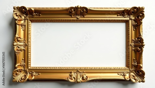 Intricate gold frame, rich detailing, clean background , isolated, rococo, classic